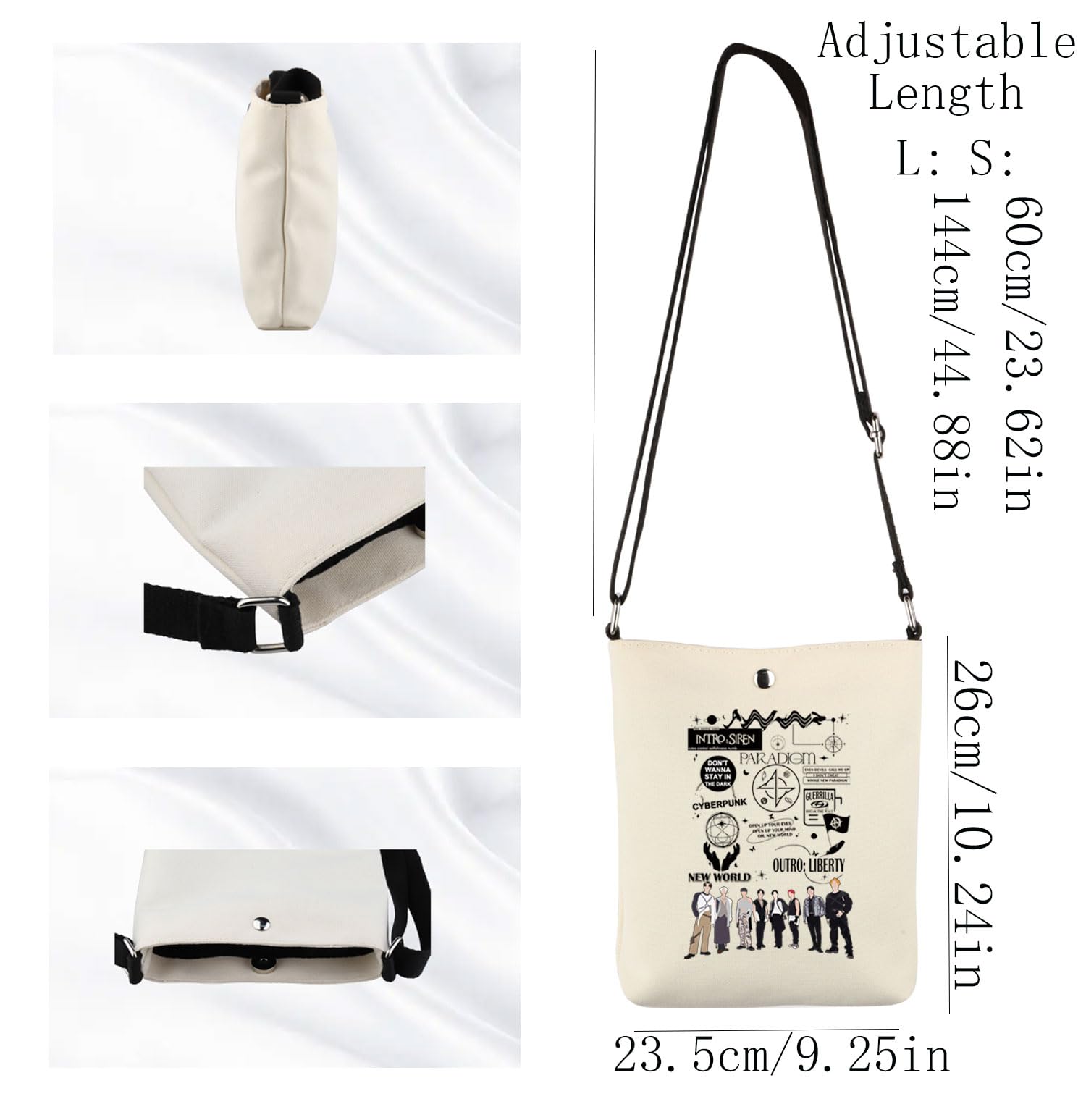 UJIMS K-POP Boy Group Gift Ateezz - Bolsa cruzada para fanáticos de los personajes de los fanáticos de la música, regalo inspirado en el álbum de cantantes, mercancía para amantes