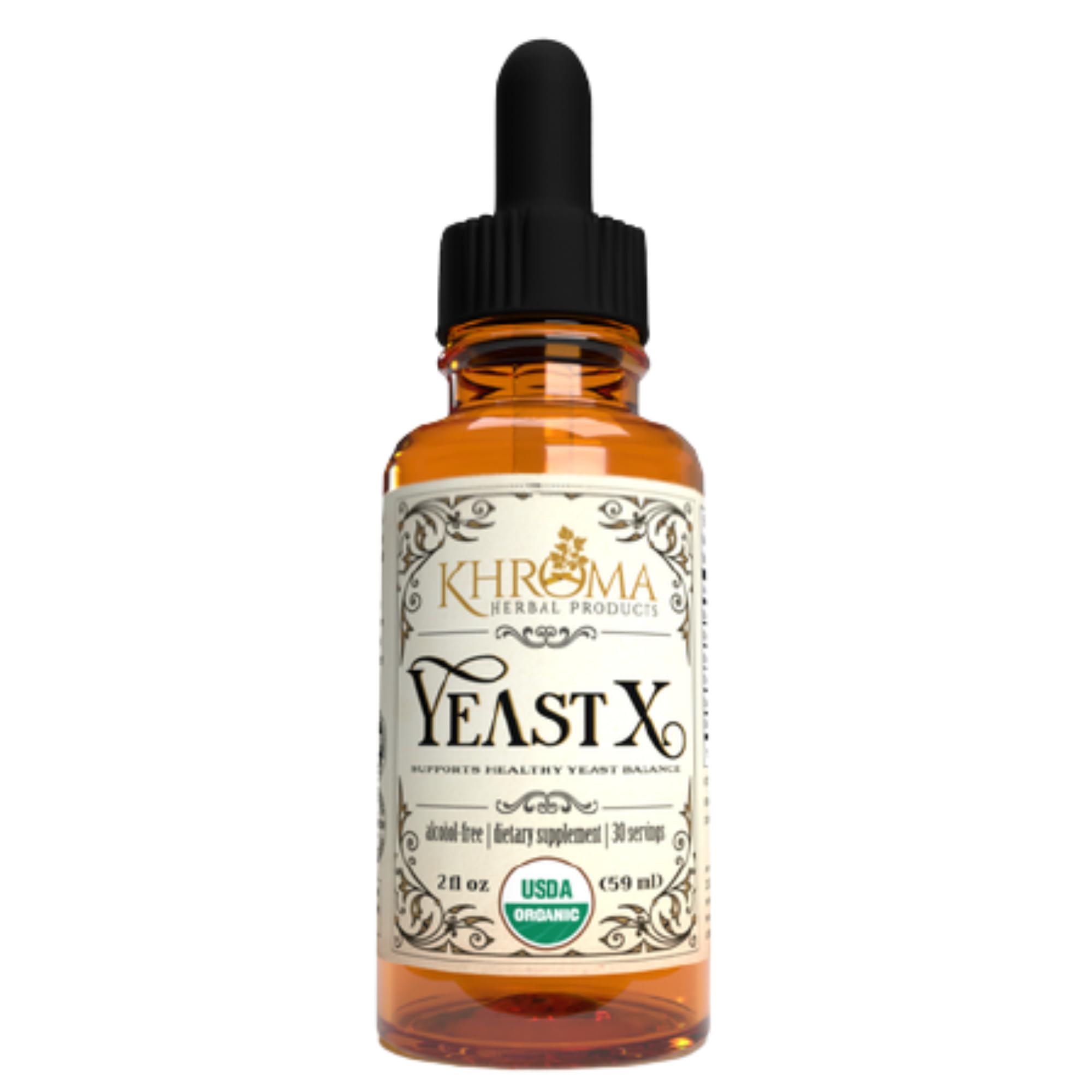Khroma Herbal Products Yeast X - Organic Yeast Support - 30 Servings in a 2 oz Glass Bottle