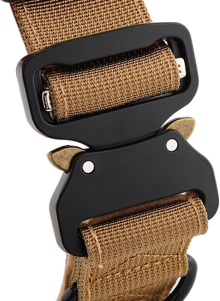 God Dog Tactical Dog Collar with Pouch - Airtag Compatible, Adjustable Nylon, Heavy-Duty Metal Buckle, Military Style - Sizes S/M/L/XL, Multiple Colors Available (Tan, Large)