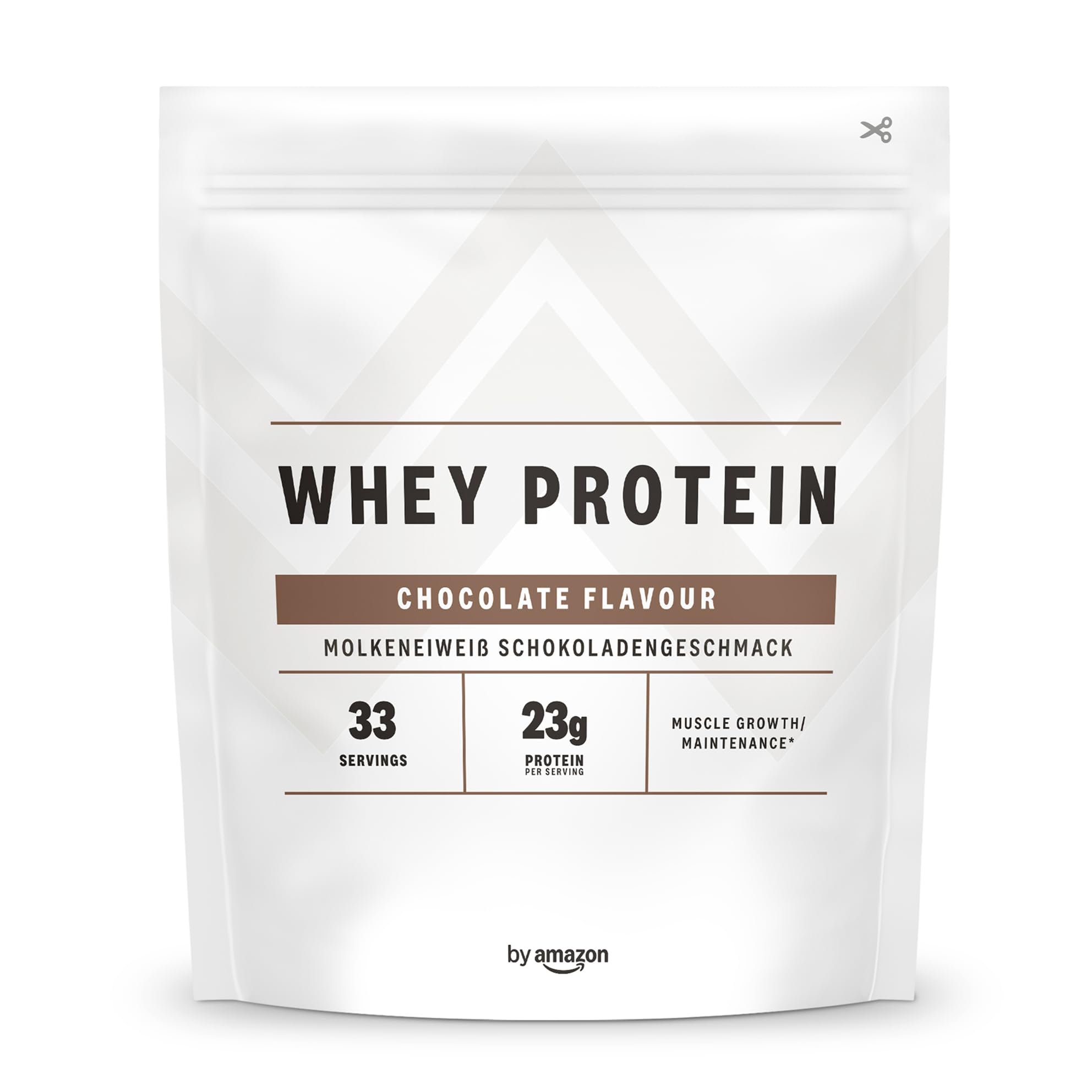 Amazon Brand - Amfit Nutrition Whey Protein Powder, Chocolate Flavour, 33 Servings, 1 kg (Pack of 1)