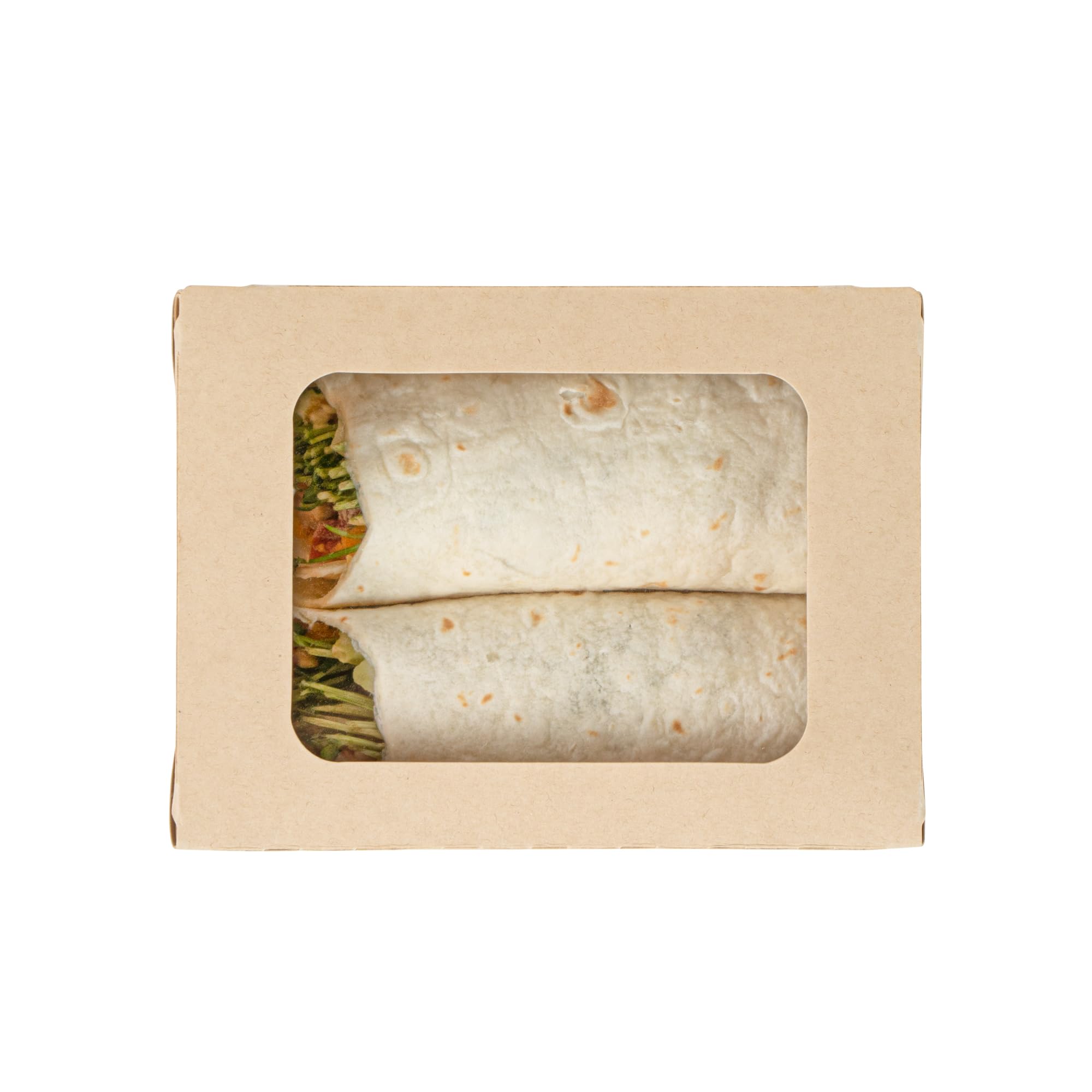 Restaurantware - Cajas de papel resistentes de 28 onzas, 50 recipientes desechables para alimentos, con forro de ácido poliláctico, dos ventanas transparentes de ácido poliláctico, contenedores de