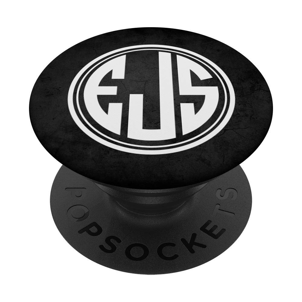 EJS Monogram Gift Initials EJS or ESJ on Black PopSockets Grip and Stand for Phones and Tablets