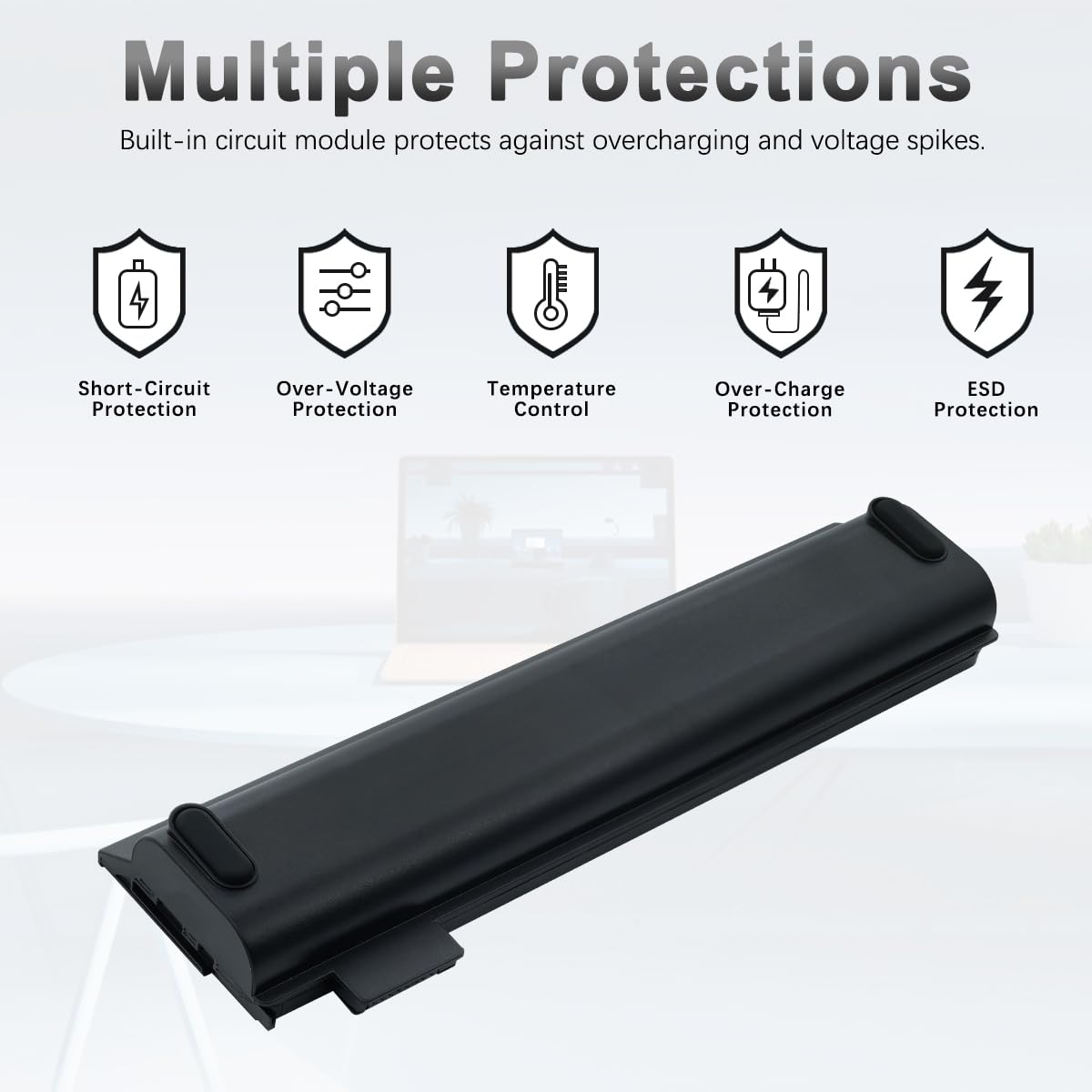 72Wh 61++ T480 T470 Externe Batterie Compatible avec Lenovo ThinkPad T570 T580 A475 A485 P51s P52s TP25 Série 01AV427 01AV428 01AV492 SB10K97584 SB10K97585 4X50M08812 10.8V