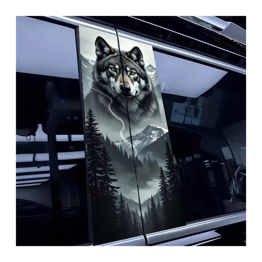 Bertdcx One Color Effect Majestic Wolf In The Mountains Vehicle B Pillar Sticker Vinyl Auto Parts