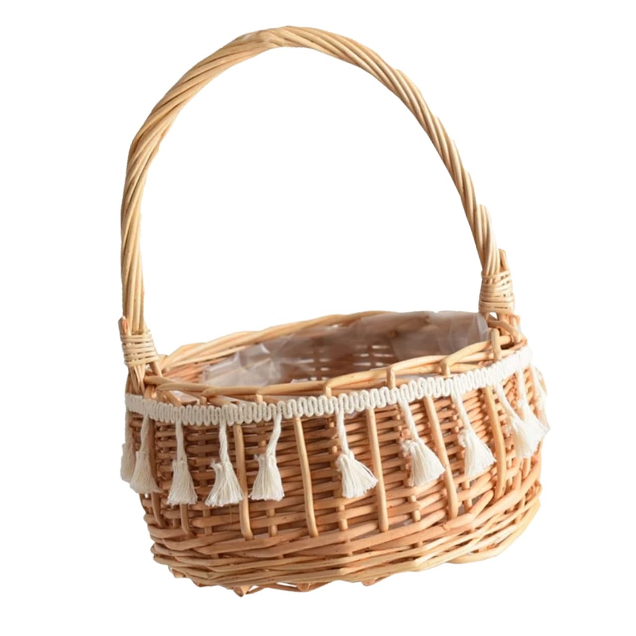 2er Set Geflochtener Rattan Blumenkorb Mit Henkel 15x8cm - Hochzeit Blumenmädchen Korb
