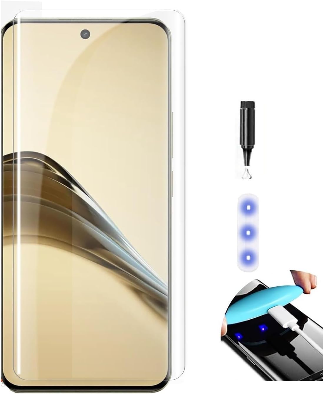 NISHTECH Advanced Hd+ Curved Uv Tempered Glass Screen Protector Designed For Realme 13 Pro, Realme 13 Pro Plus 5G Smartphone || Full Screen Coverage With Easy Installation Kit (Anti-Scratch)