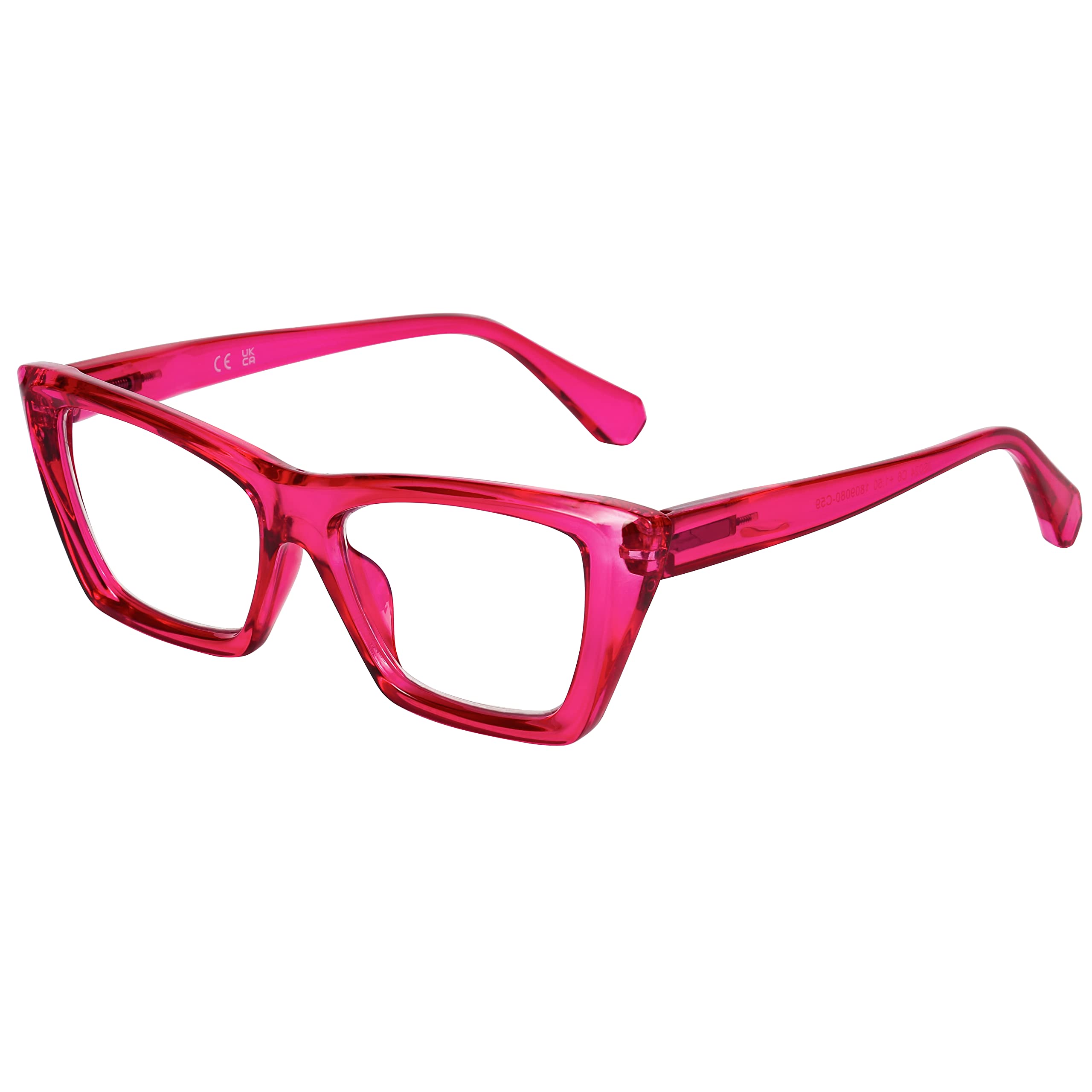 DOOViC Blue Light Filter Reading Glasses 1.75 for Women Cats Eye Style Rose Red Frame, 024 Rose Red