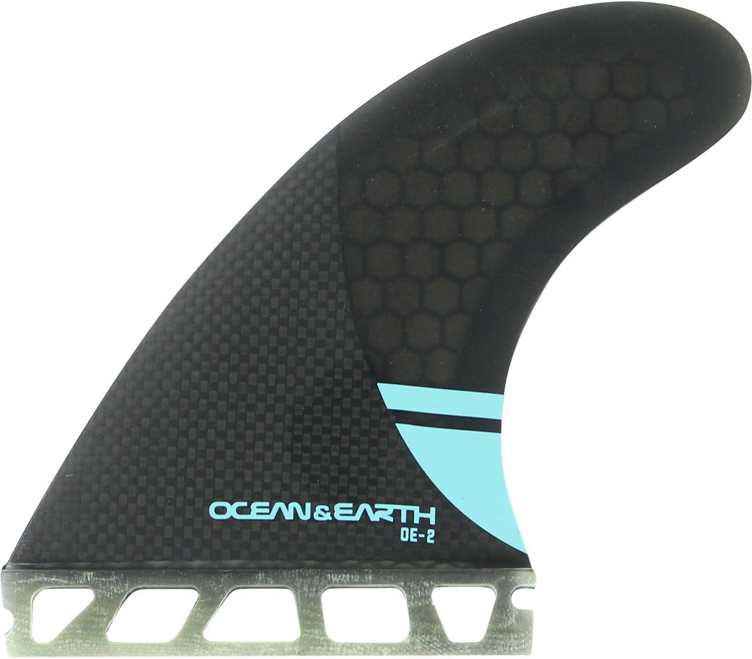 Ocean & Earth OE-2 Control Medium Black/Blue Thruster Single Tab Includes 3 Fins