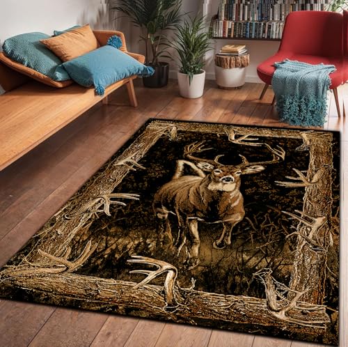 Tapete Decorativo Deer Hunting estilo rústico 3x5 pies miniatura 3