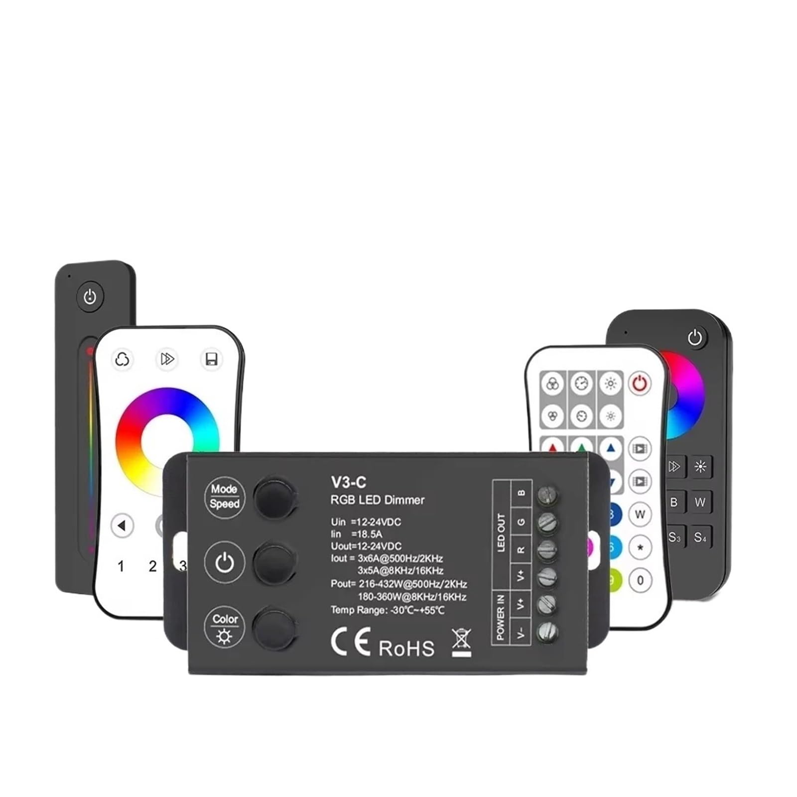 Controlador LED RGB con frecuencia PWM y mando 2,4G para regulación precisa