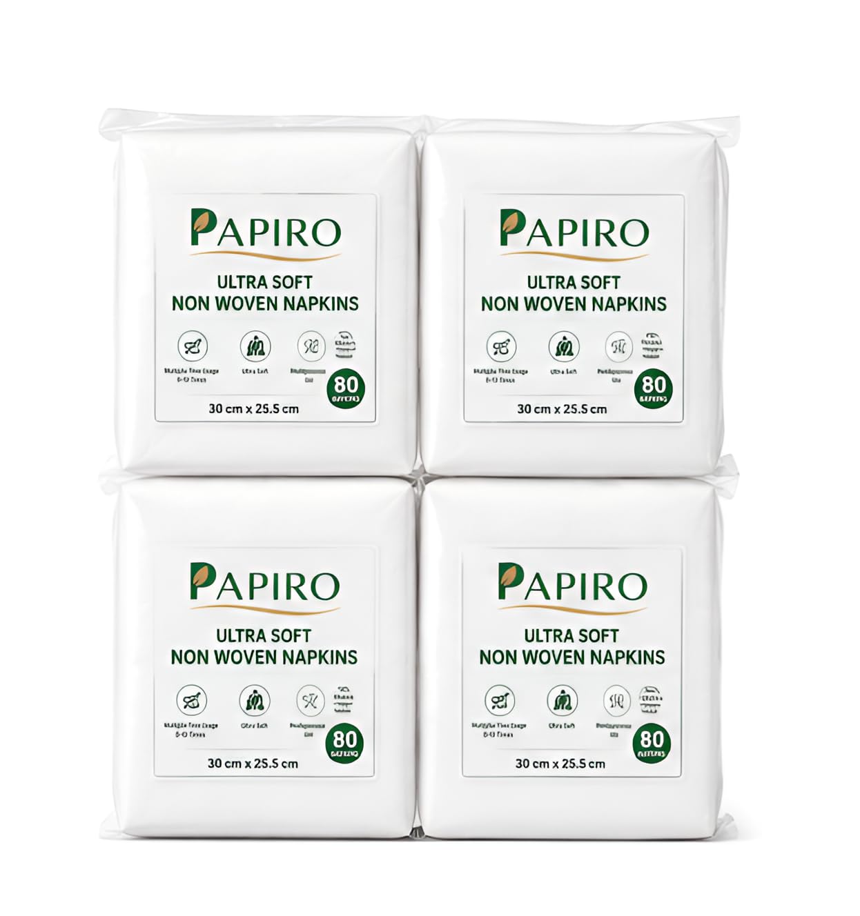 PAPIRO Ultra Soft Non Woven Napkins, 30 x 25.5 cm, Pack of 4 Packets [ 320 Pulls ]-image-20