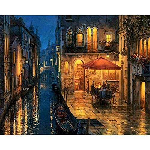 Amazon.co.jp: 数字で描く数字で描くDIY夜景アクリル壁画絵キャンバス