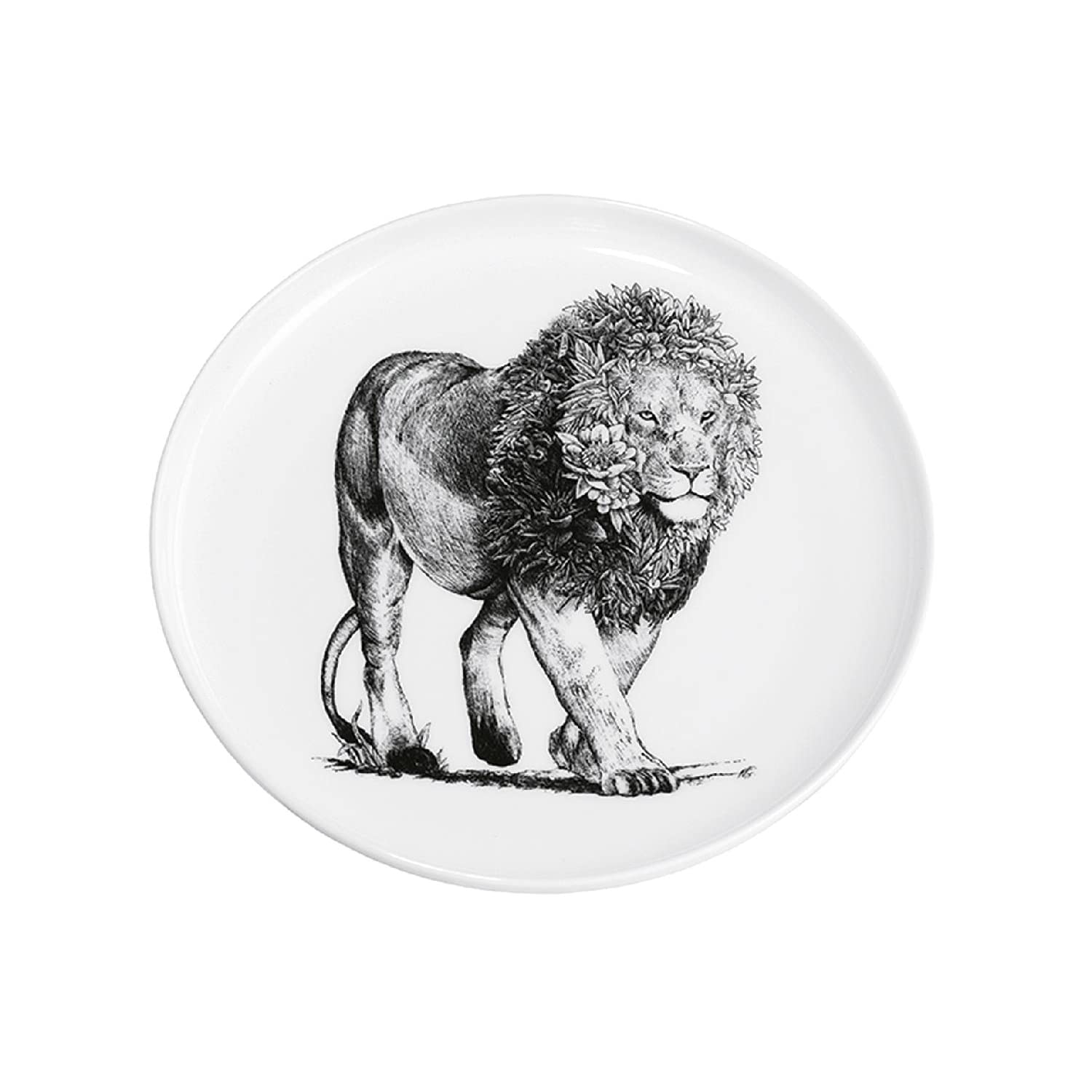 Maxwell & Williams DX0531 Lion Plate - Black and White - 20cm Diameter - Porcelain - Animal Design - Gift Box