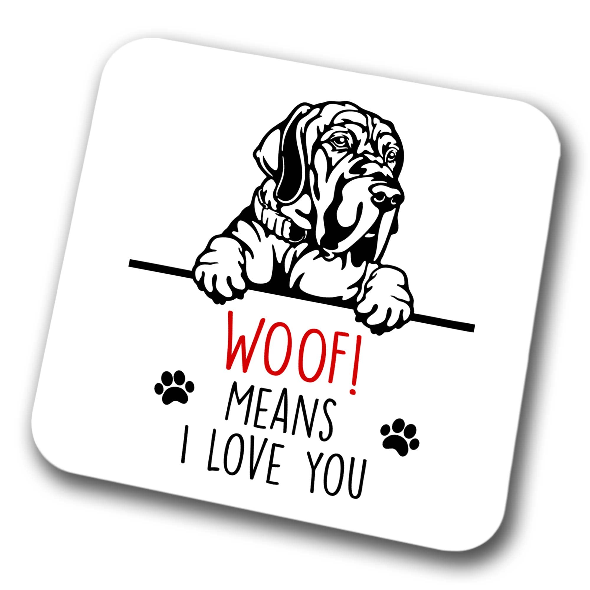 Great Dane Woof Means I Love You Mum Dad Coaster Dog Dad Great Dane Dad Friend Funny Gift for Birthday Christmas, Great Dane Mum Coaster