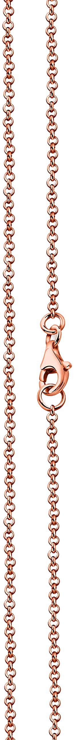 LJ1011-4 Chaîne à maillons ronds en argent sterling 925 plaqué or rose 24 carats sans pendentif Largeur 1,7 mm Longueur 42 à 90 cm