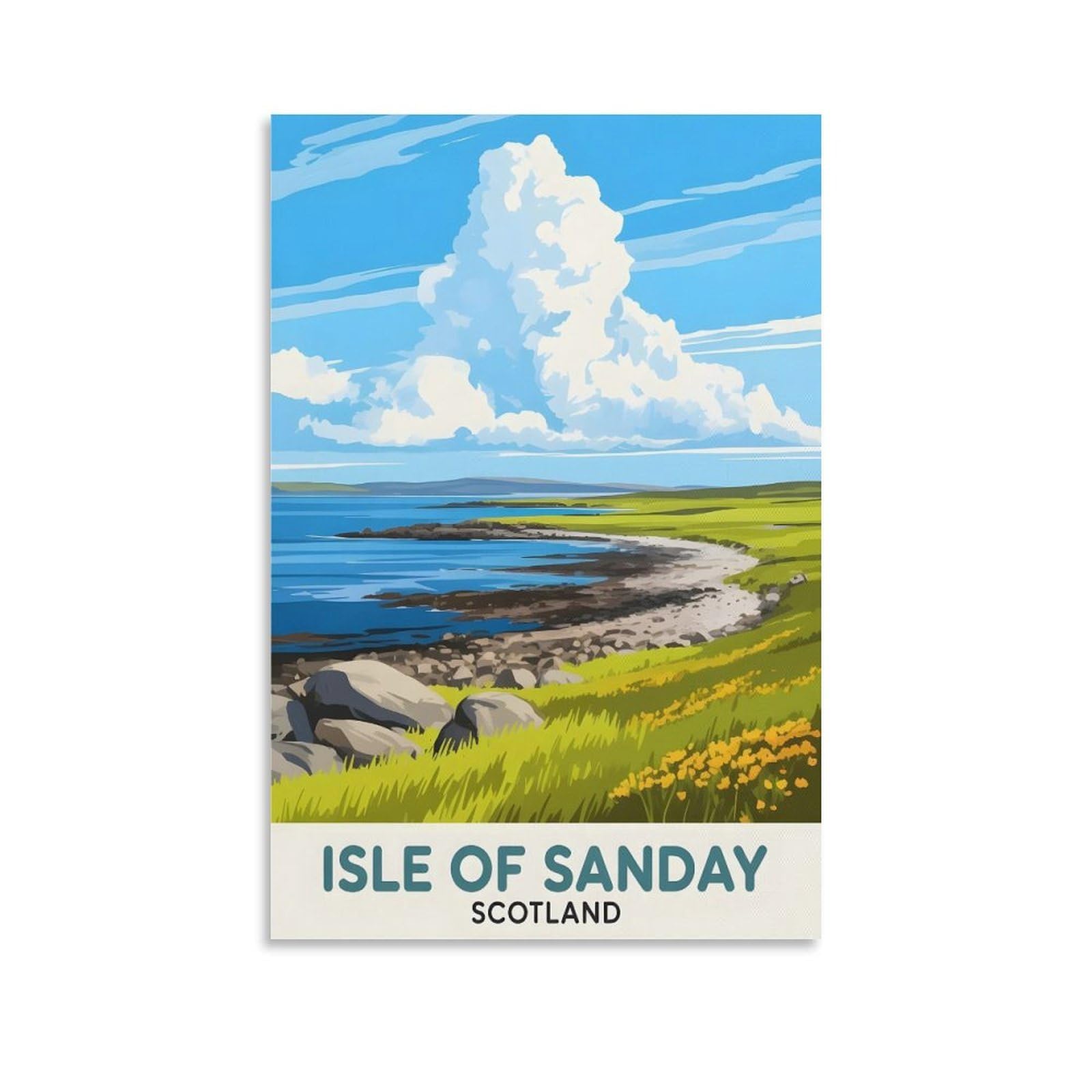 EZMLFA 5D Diamond Painting Kits,Isle of Sanday Scotland,Diamond Painting Kits for Beginners Round Full Drill Painting with Diamonds Gem Art for Home Wall Decor 40x40cm