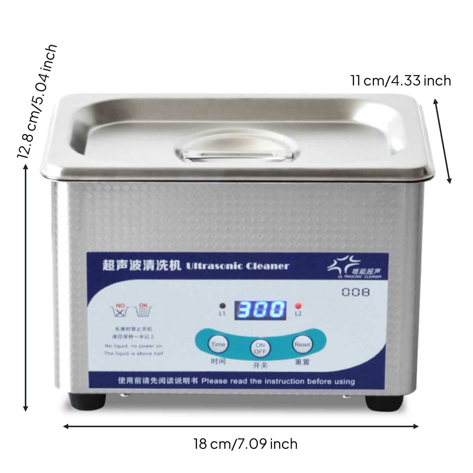 MagiDeal Limpiador Ultrasonidos Acero Inoxidable Doméstico Limpiador Ultrasónico con Cesta Antislizante Baño Ultrasonidos Tal para Odontólogos