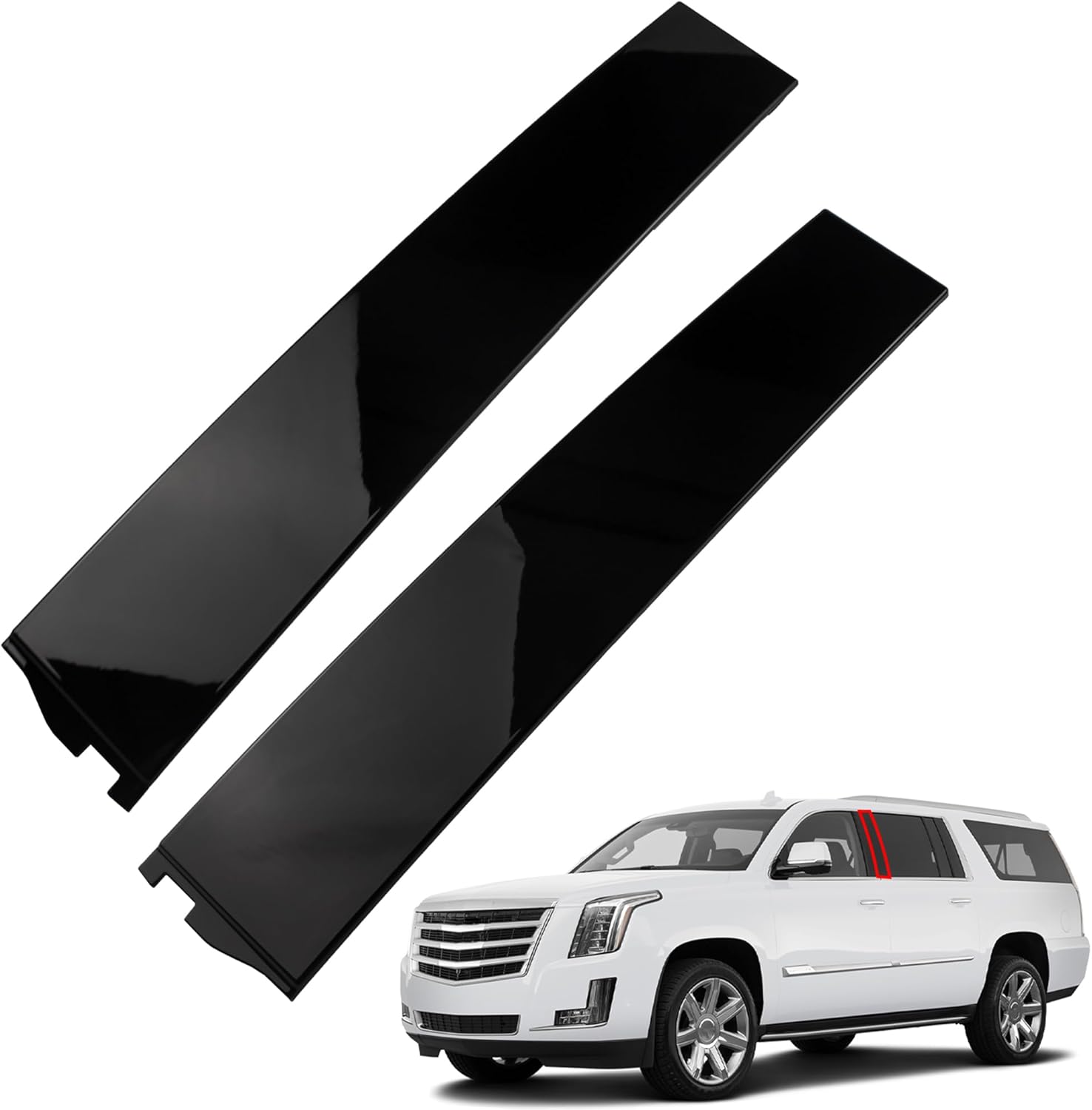 A Pair of Rear Door Driver & Passenger Side Forward Door Trim Molding Gloss Black Compatible with 2015-2018 Chevrolet Suburban GMC Yukon Cadillac Escalade Replaces 926-243 926-244
