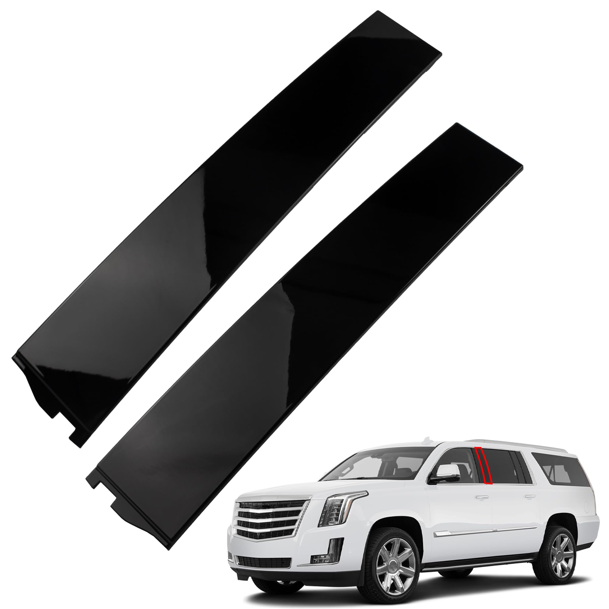 YzusGomumu A Pair of Rear Door Driver & Passenger Side Forward Door Trim Molding Gloss Black Compatible with 2015-2018 Chevrolet Suburban GMC Yukon