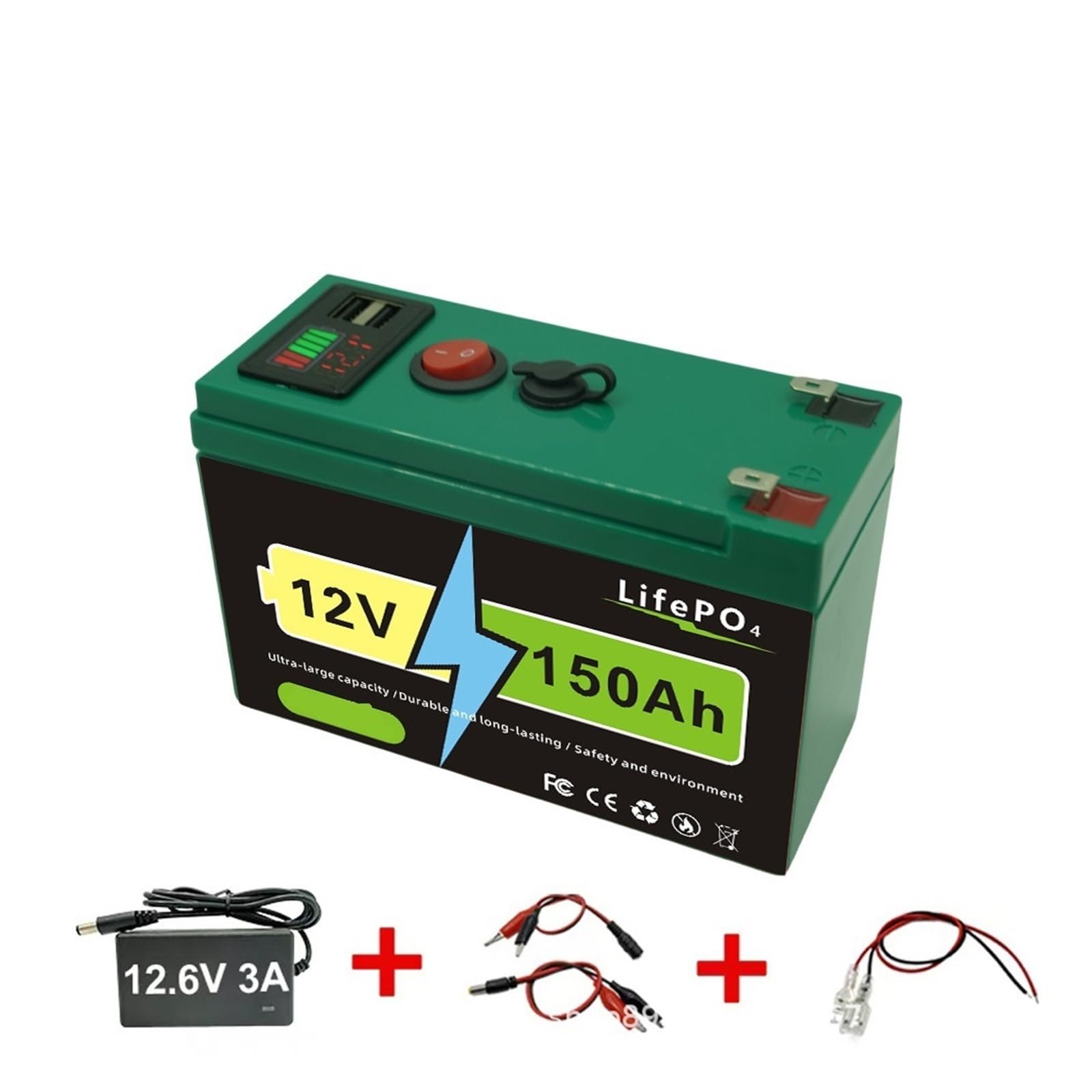 Batteria A Ciclo Profondo Lithium12VBatteria 150Ah LiFePO4 4000+ Cicli Profondi