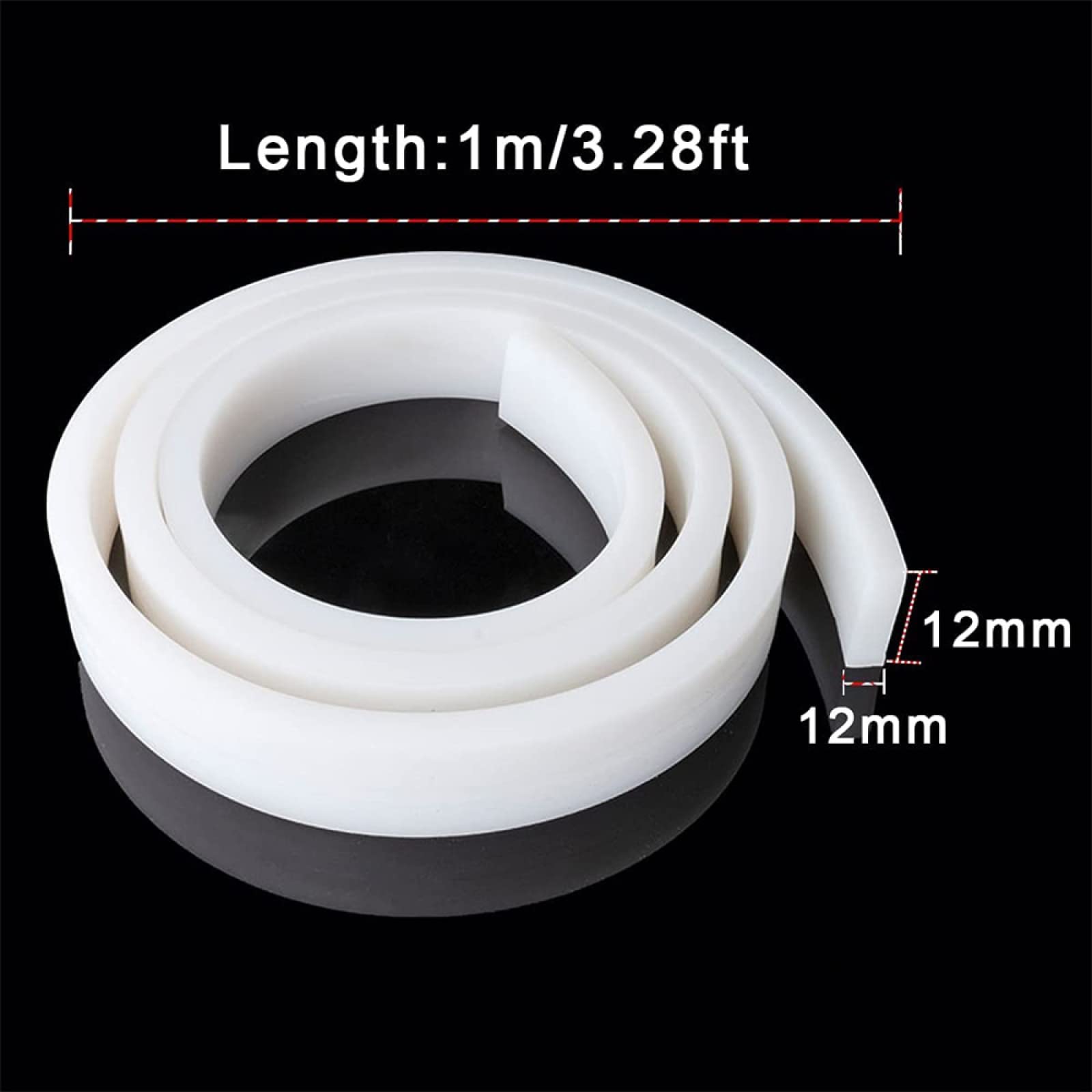 Isolierstreifen – Quadratischer Silikon-Dichtungsstreifen Weiß, Vollgummi, Anti-Aging, 1 Meter (7x7 Mm) Für Türen & Fenster