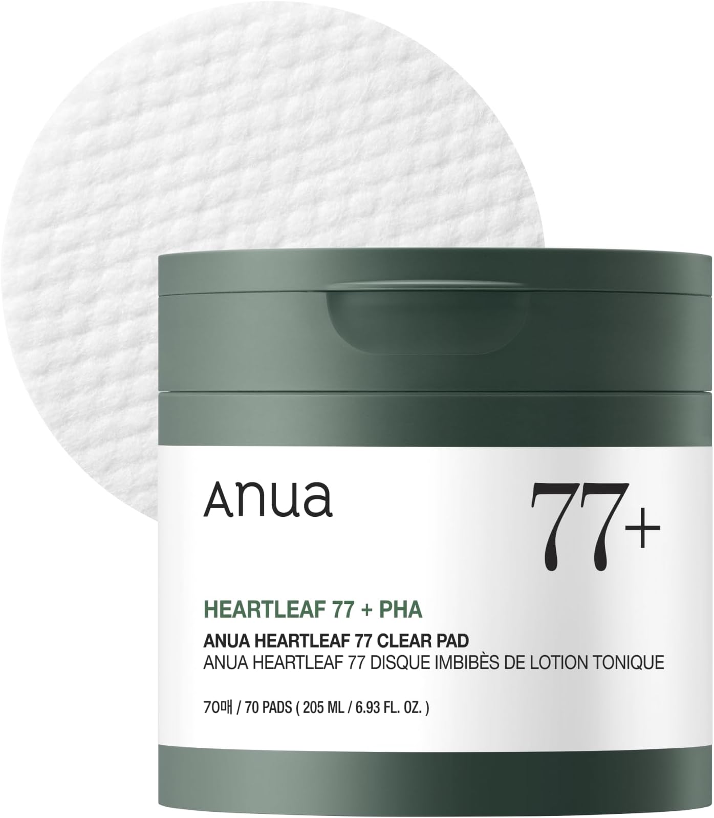 Heartleaf 77 Toner Pads, Mild Exfoliating Facial Pad for Glass Skin, Hydrating Pore Care for Sensitive Skin, Heartleaf Extract, PHA, Centella, Non comedogenic, Korean Skin Care, 70 Pads