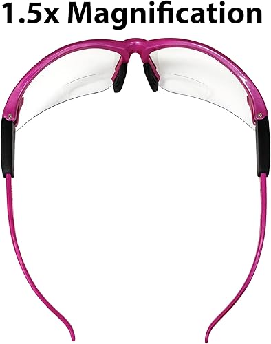 Miniatura 6 de Global Vision Gafas Cougar Bifocal - Gafas de seguridad para mujer, color rosa oscuro, marco de nailon, lentes transparentes (marco de nailon rosa