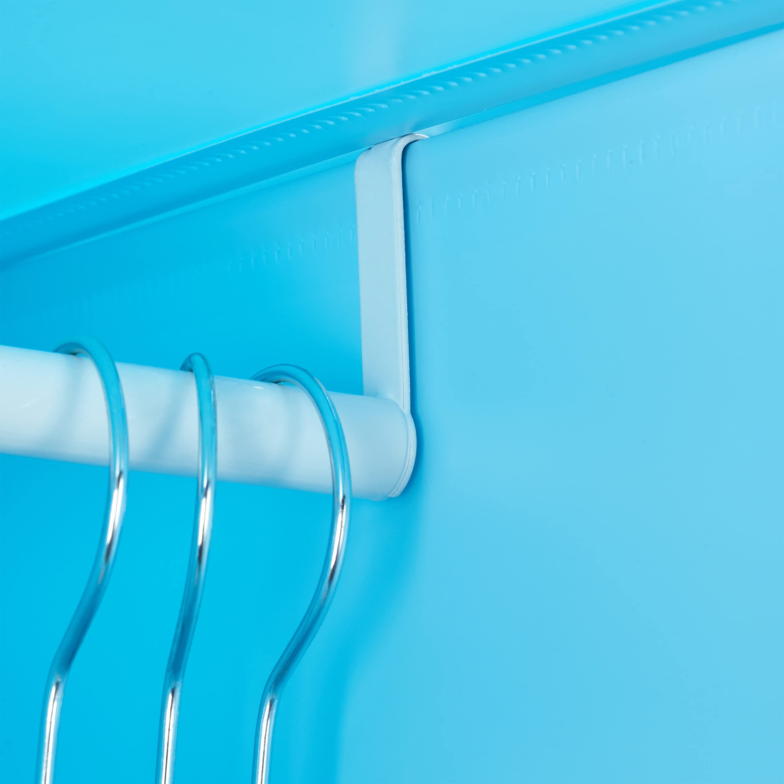 Étagère Rangement Enfants casier modulable Plastique Animaux penderie Armoire Portes Tringle, Bleu