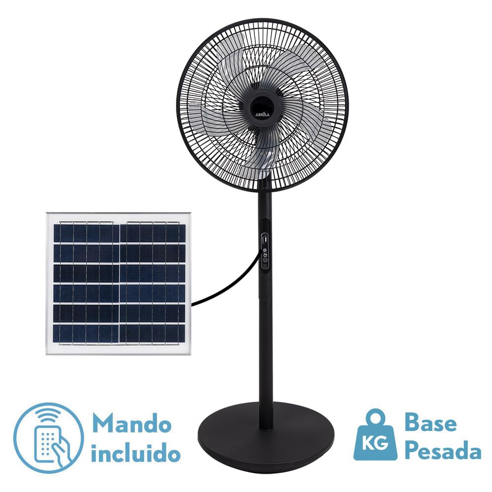ABRILA Ventilador De Pie Solar Rialto Negro 30w, wentylator