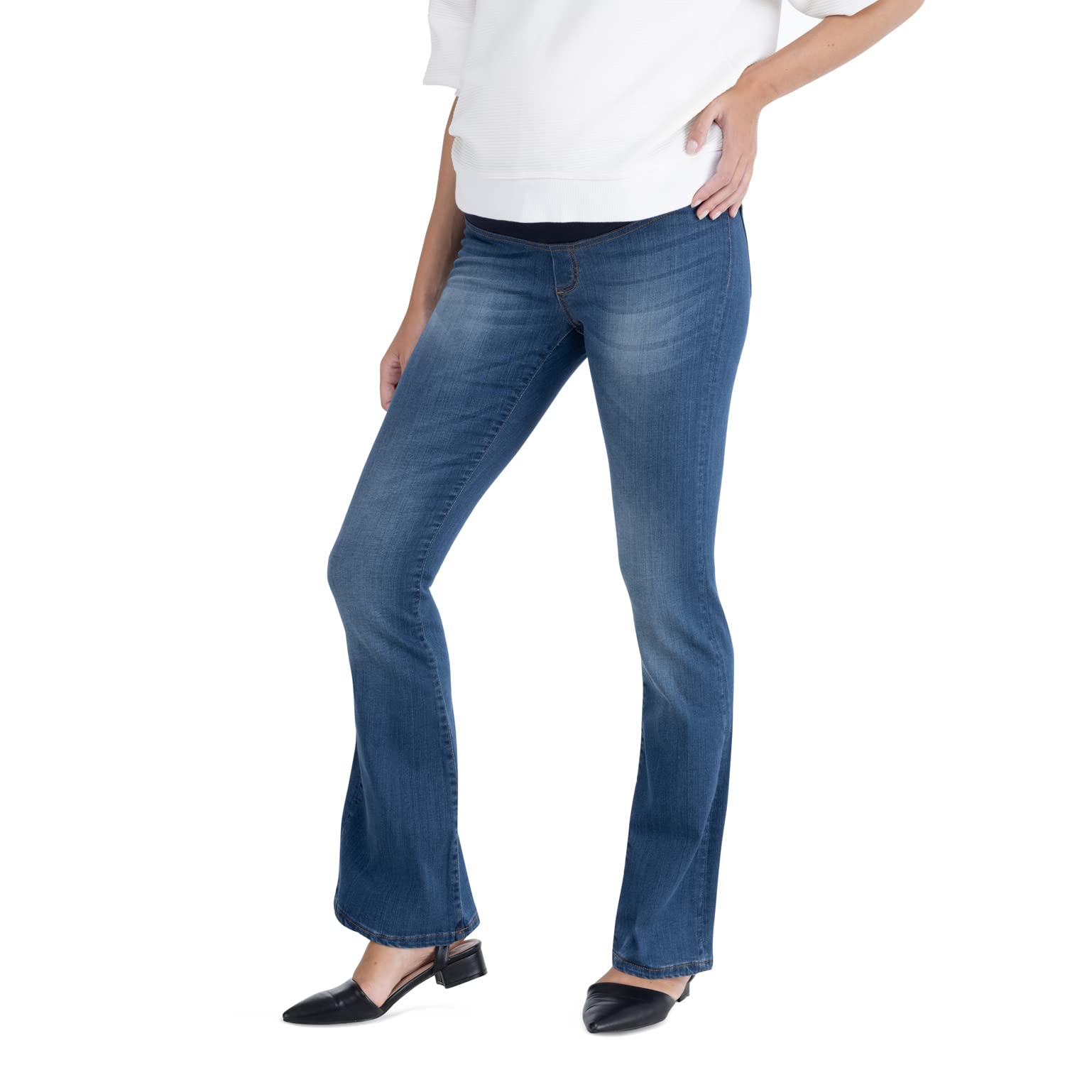 Catania - Jeans Premaman con Panciera Bassa a Zampa di Elefante, Abbigliamento per La Gravidanza - Made in Italy