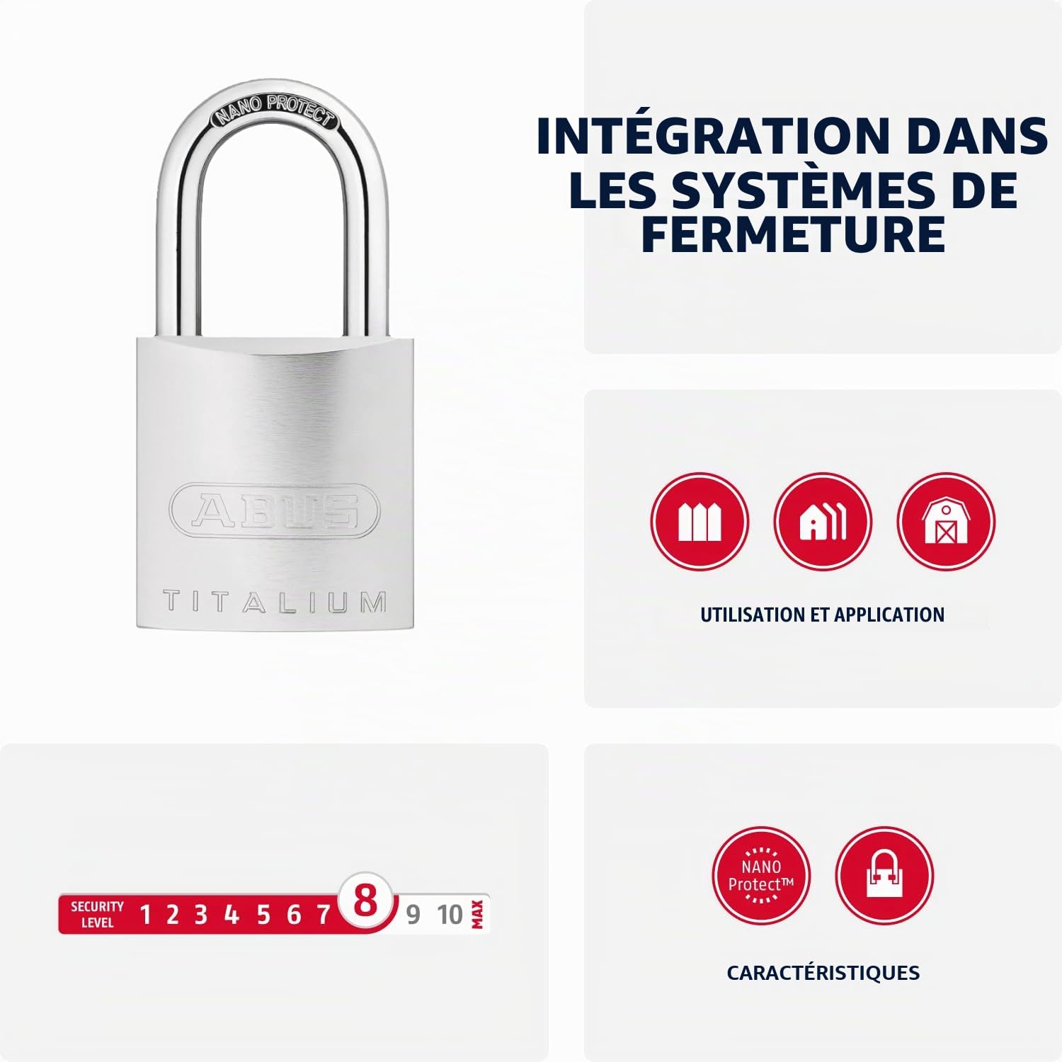 Abus 58500 Cadenas 55 mm Argent