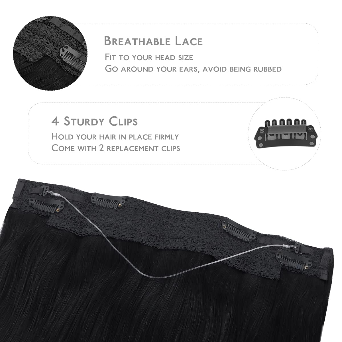 Amazon.com : WENNALIFE Wire Hair Extensions Real Human Hair 
