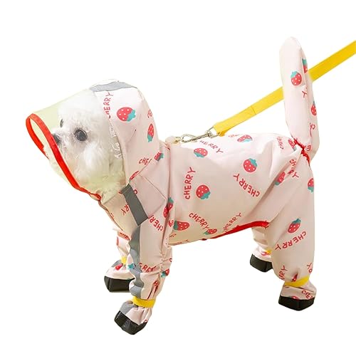 PETCUTE Chubasquero para Perros con Capucha,Ajustable Impermeables para Perros con Banda Reflectante,Cuatro…