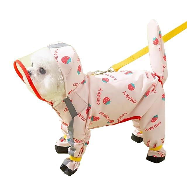PETCUTE Chubasquero para Perros con Capucha,Ajustable Impermeables para Perros con Banda Reflectante,Cuatro…