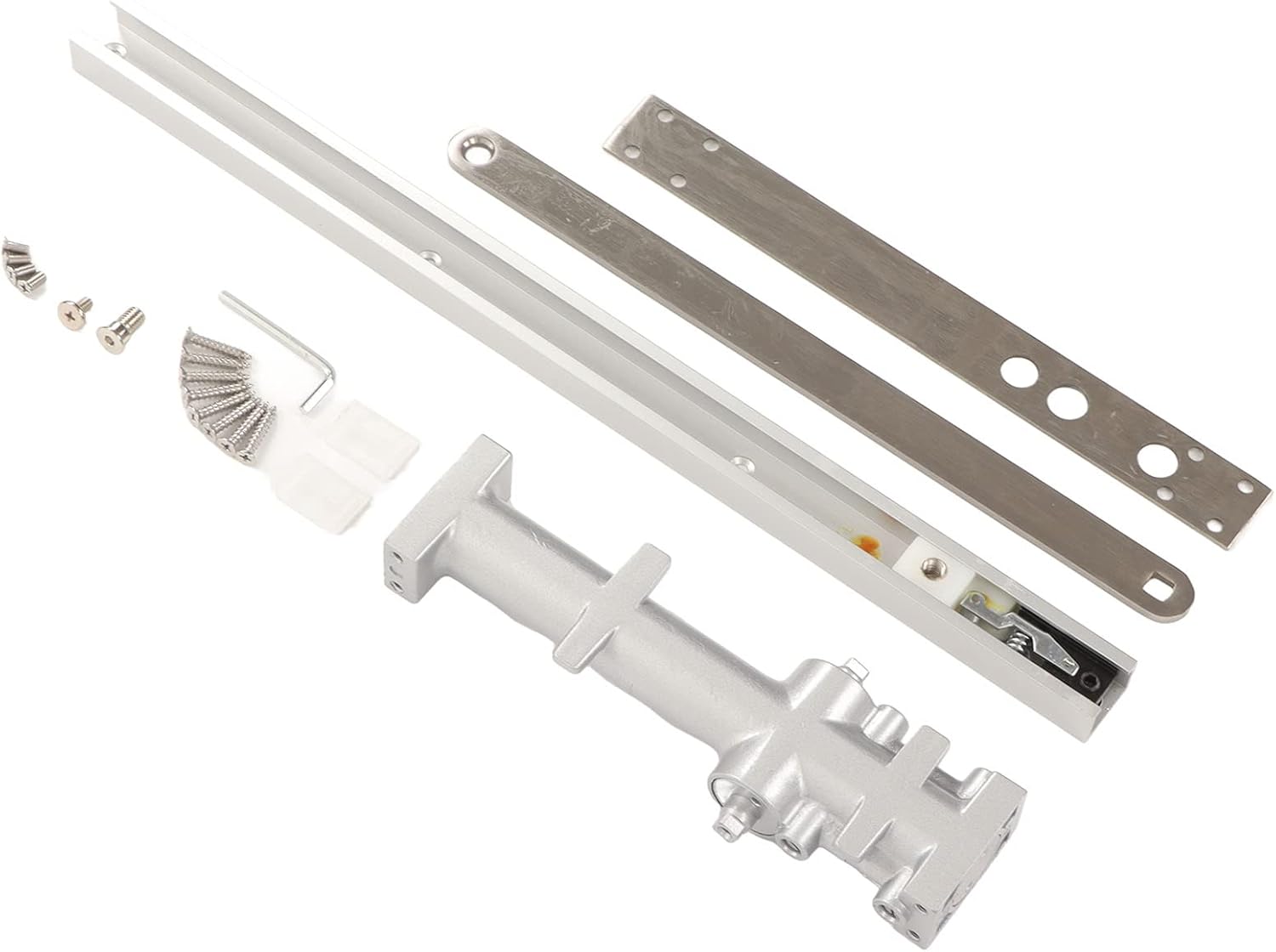 Commercial Hydraulic Door Closer Adjustable Speed Silent Switch Safe Seamless Embedded Installation for Hotels Guesthouses Indoor Wooden Fire Doors Silver White