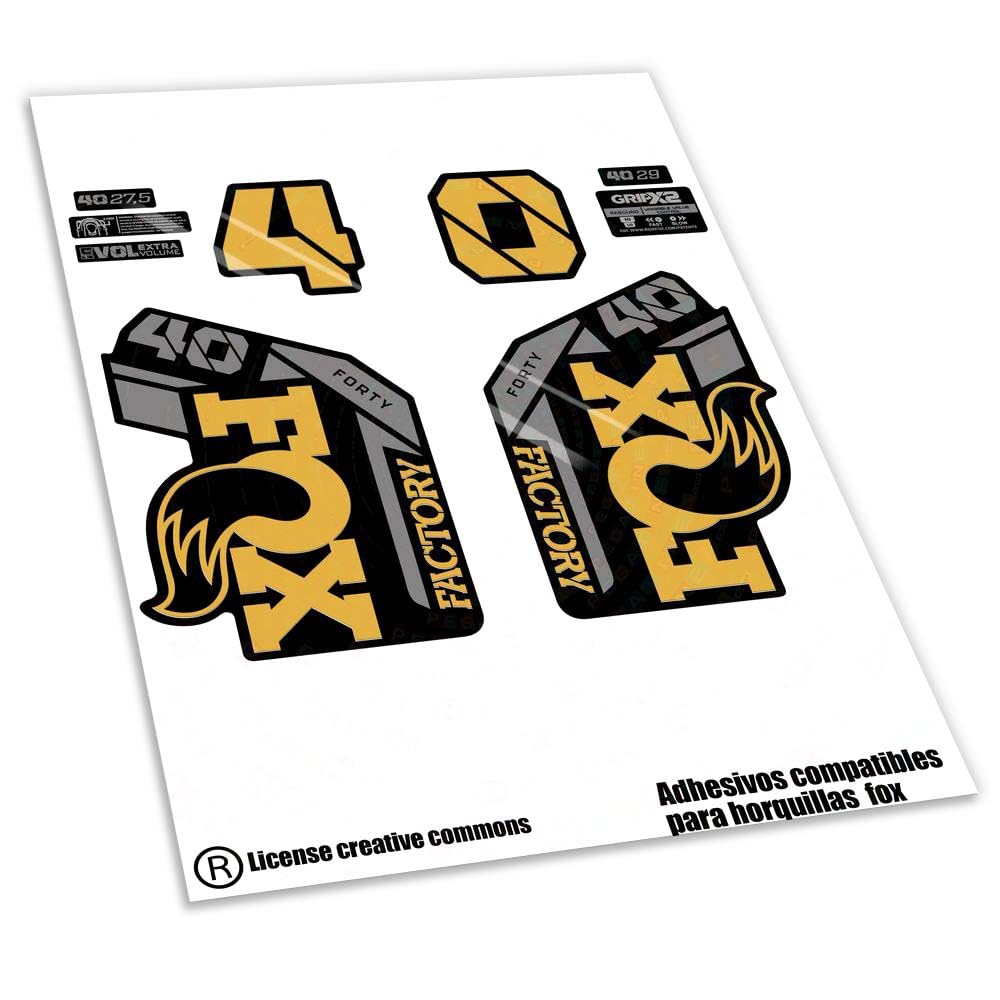 REF:VP641 FOX- 40 KASHIMA 2025 MTB Fork Compatible Stickers, Stickers, Stickers, Vinyls for Mountain Bikes. (KASHIMA GOLD)