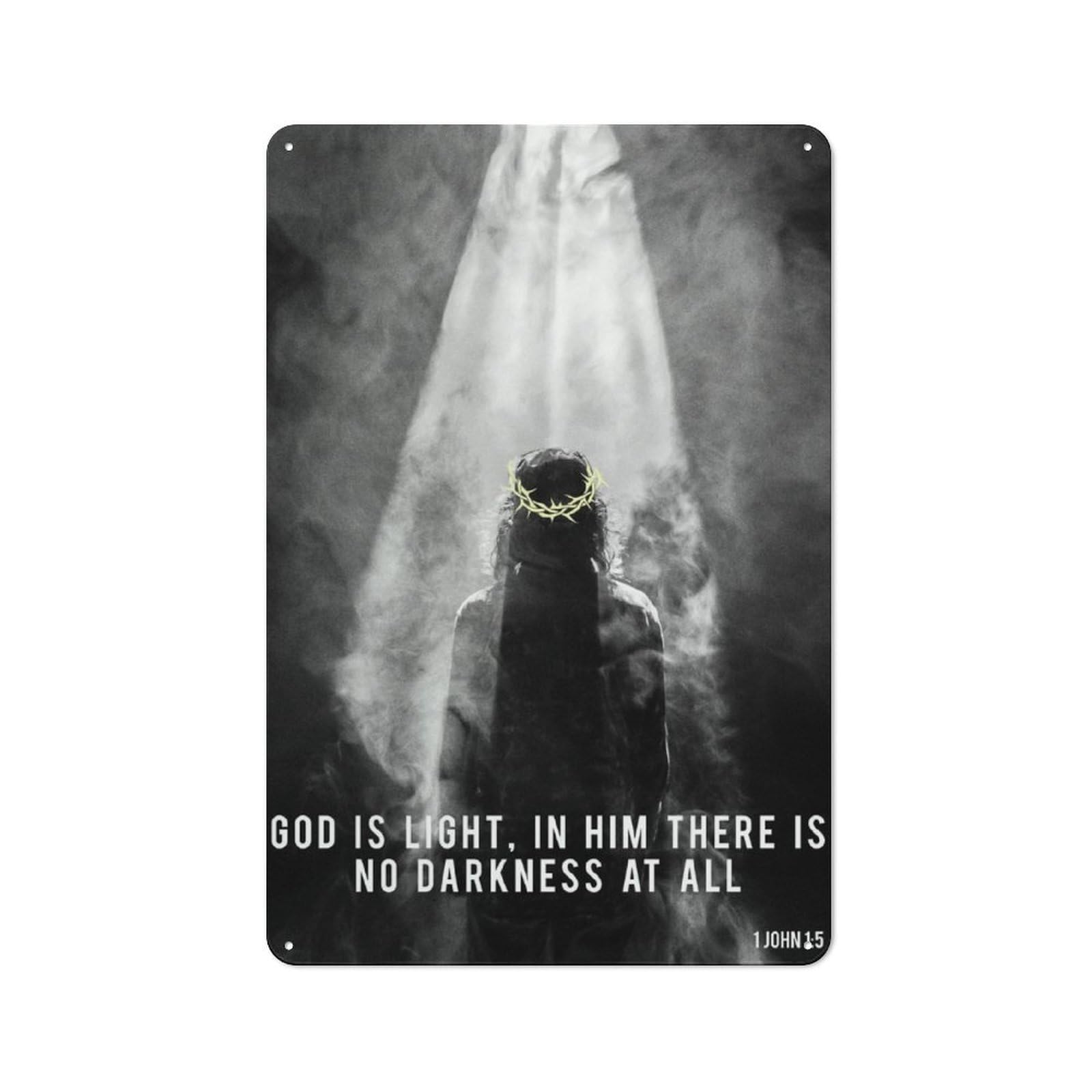 Junmoney Jesus Light Vintage Tin Sign With Design 30X20cm, Vintage Cafe Wall Decor For Coffee Bar, Kitchen, Bistro Or Tea Corner