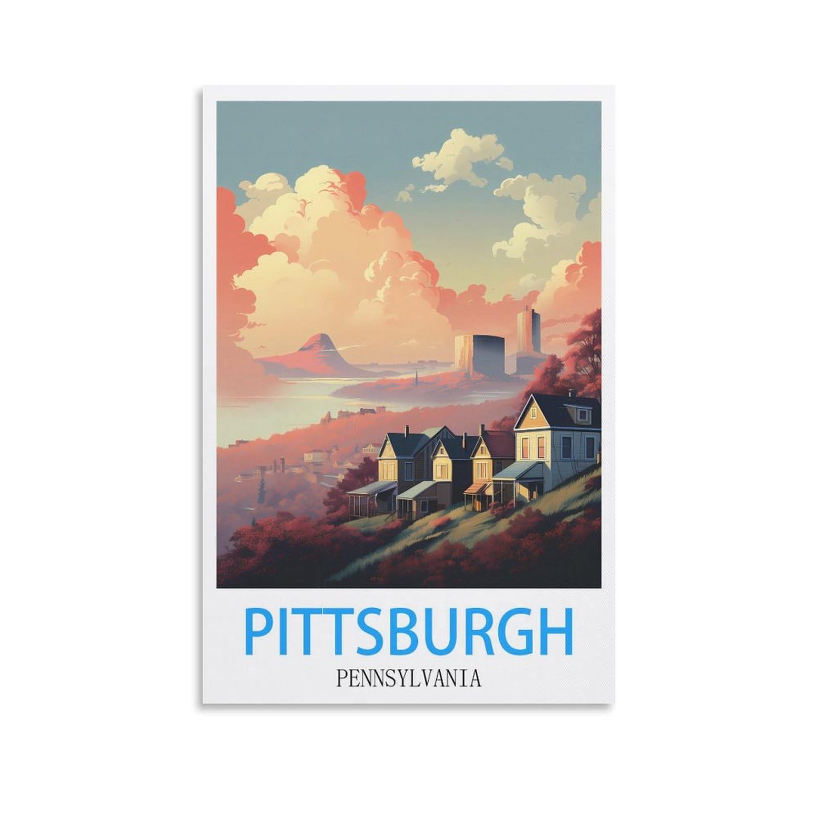 EZMLFA 5D Diamond Art Kits for Beginner,Pittsburgh Pennsylvania,DIY Round Full Drill Crystal Art Craft Painting for Home Wall Decor 40x50cm