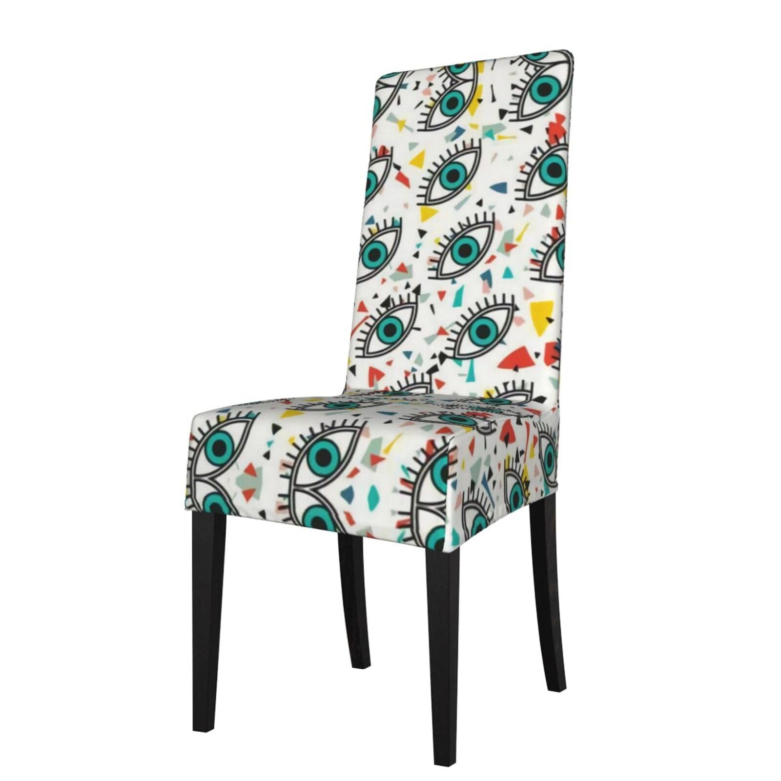 Yyhwhjde Black Eyes Prints Dining Chair Throw Covers - Stretchable Spandex Slipcovers For Chair Protection & Refreshing Your Dining Room