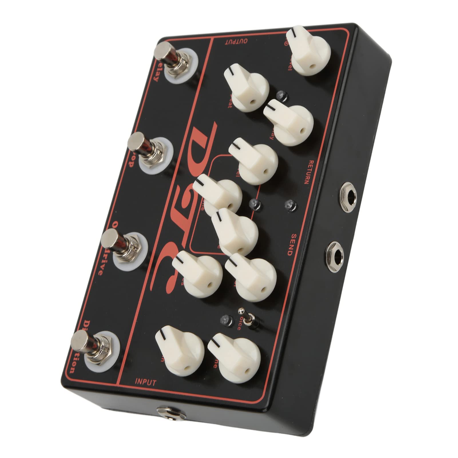Syntezator Pedał Gitarowy 4 w 1 Efekt Gitarowy Multiefekty DC 9V Electric Distortion + Overdrive + Loop + Delay Black