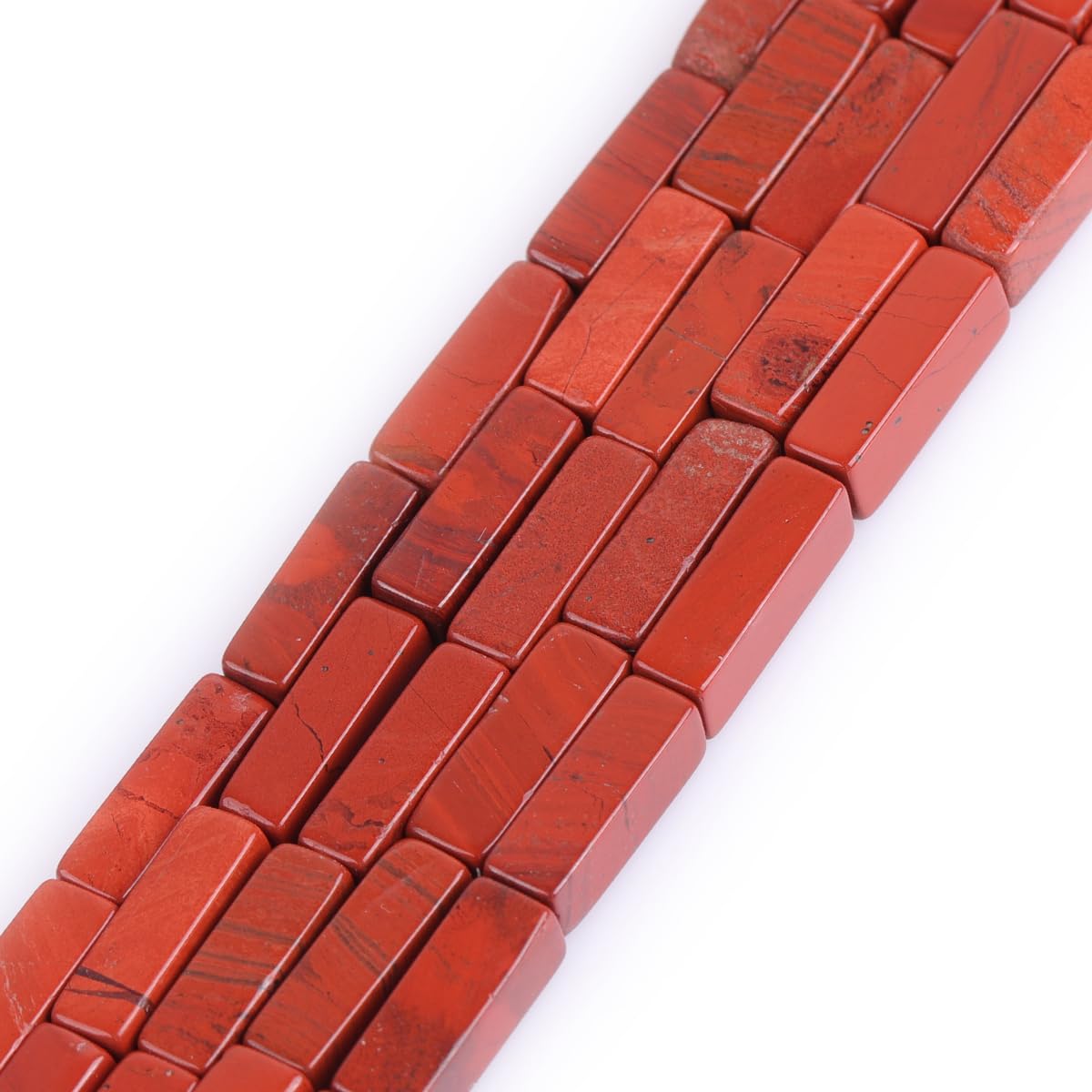 Gem-Inside 4x13mm Natural Red Jasper Square Tube Cube Cuboid Spacer Beads for Jewelry Making Full 15" Strand Energy Stone Healing Power Gemstone