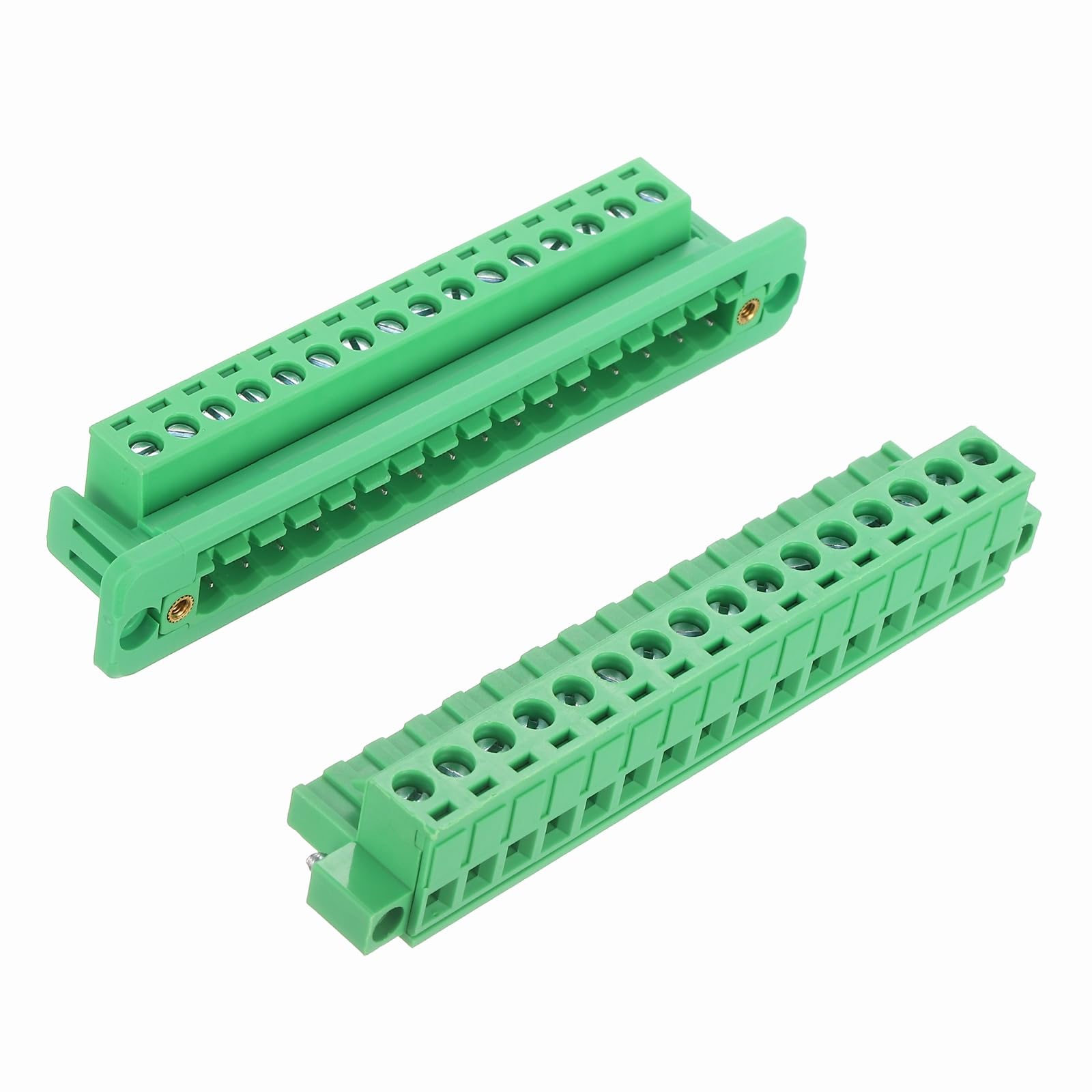 sourcing map 16-Pin 5.08mm Pitch Pluggable Screw Terminal Block Connectors, PA66 300V 10A Through-Wall PCB Terminal with Panel Solderless Wiring Connectors 26-10AWG for Electronic โ image 1