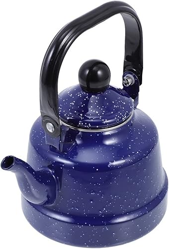Tetera de té silbante esmaltado para estufa tetera estufa hirviendo esmalte grande vintage calentador caliente esmaltado color azul tamaño 25L