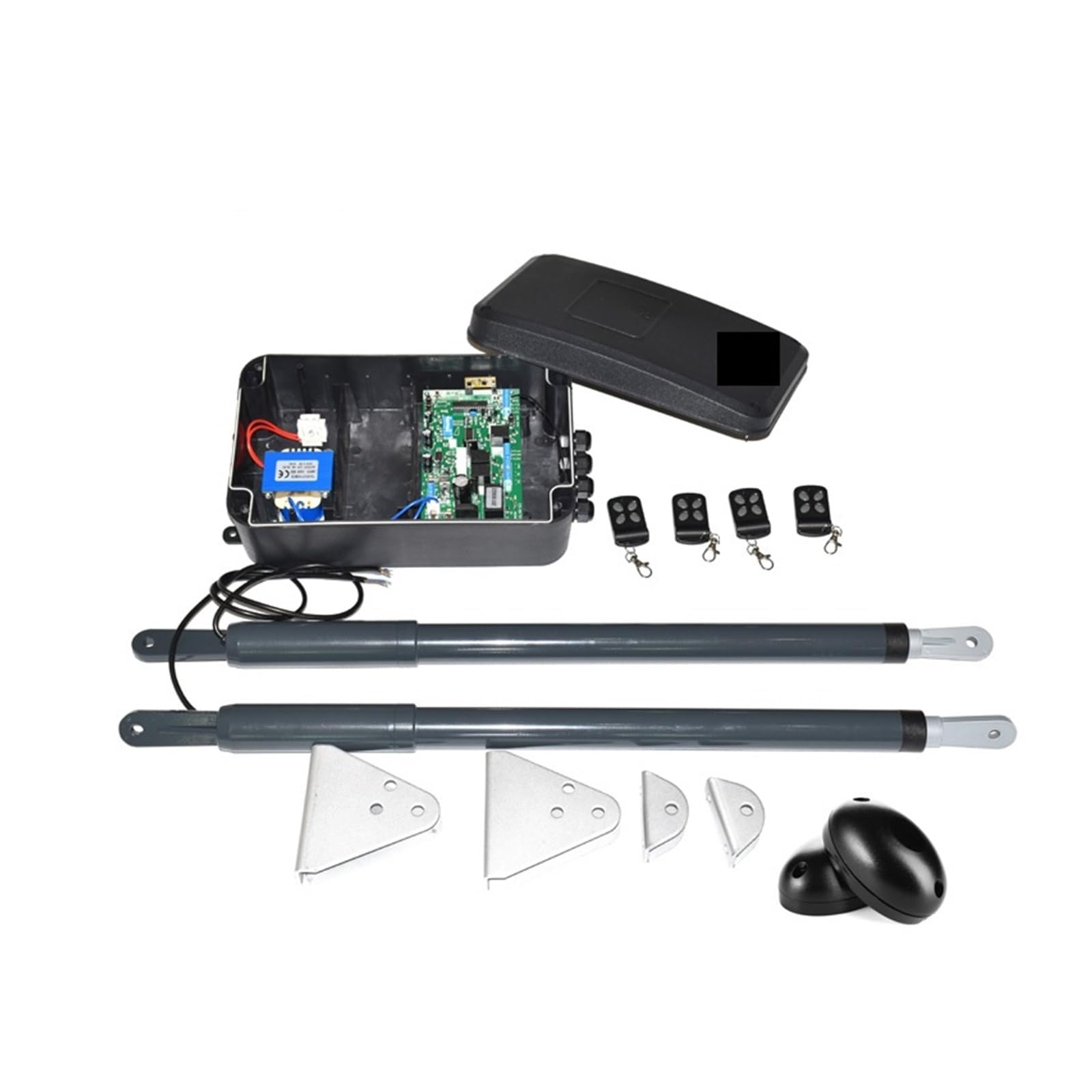 Ouvre-Porte Coulissant Automatique, Kit de Motorisation Télescopique de Moteur de Portail Battant 12VDC 220VAC pour Support de Porte à Double Feuille, Batterie de Secours Y à Alimentation Solaire (C