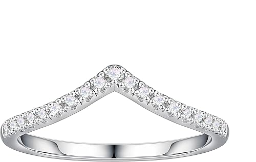 SMILEST Moissanite Chevron Wedding Band for Women, Lab Created Moissanite Ring 9