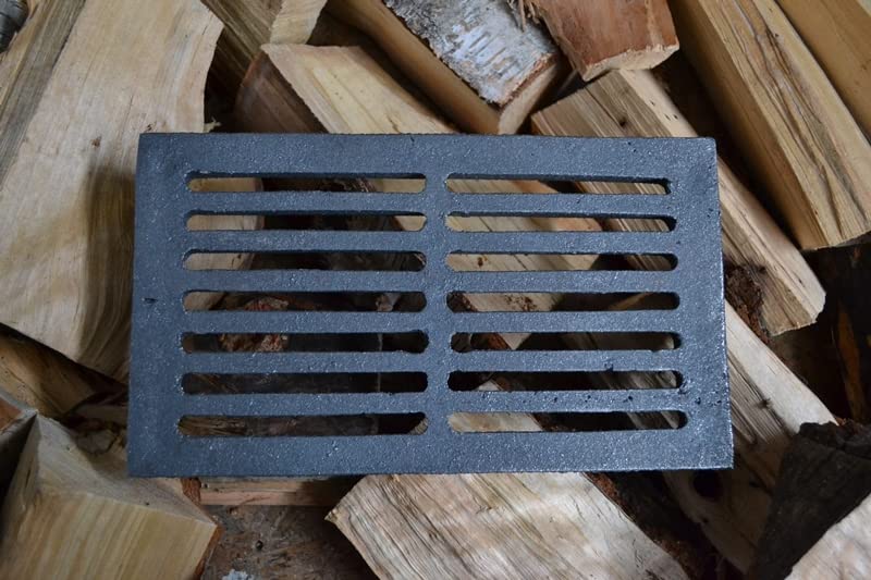 SEZAM Grille en fonte de 26,5 x 15,5 cm - Pour poêle à cendres - Grille de cheminée - Grille de cheminée - Accessoires de rechange - Grille en fonte - Grille de four - Grille de four - Grille d'angle