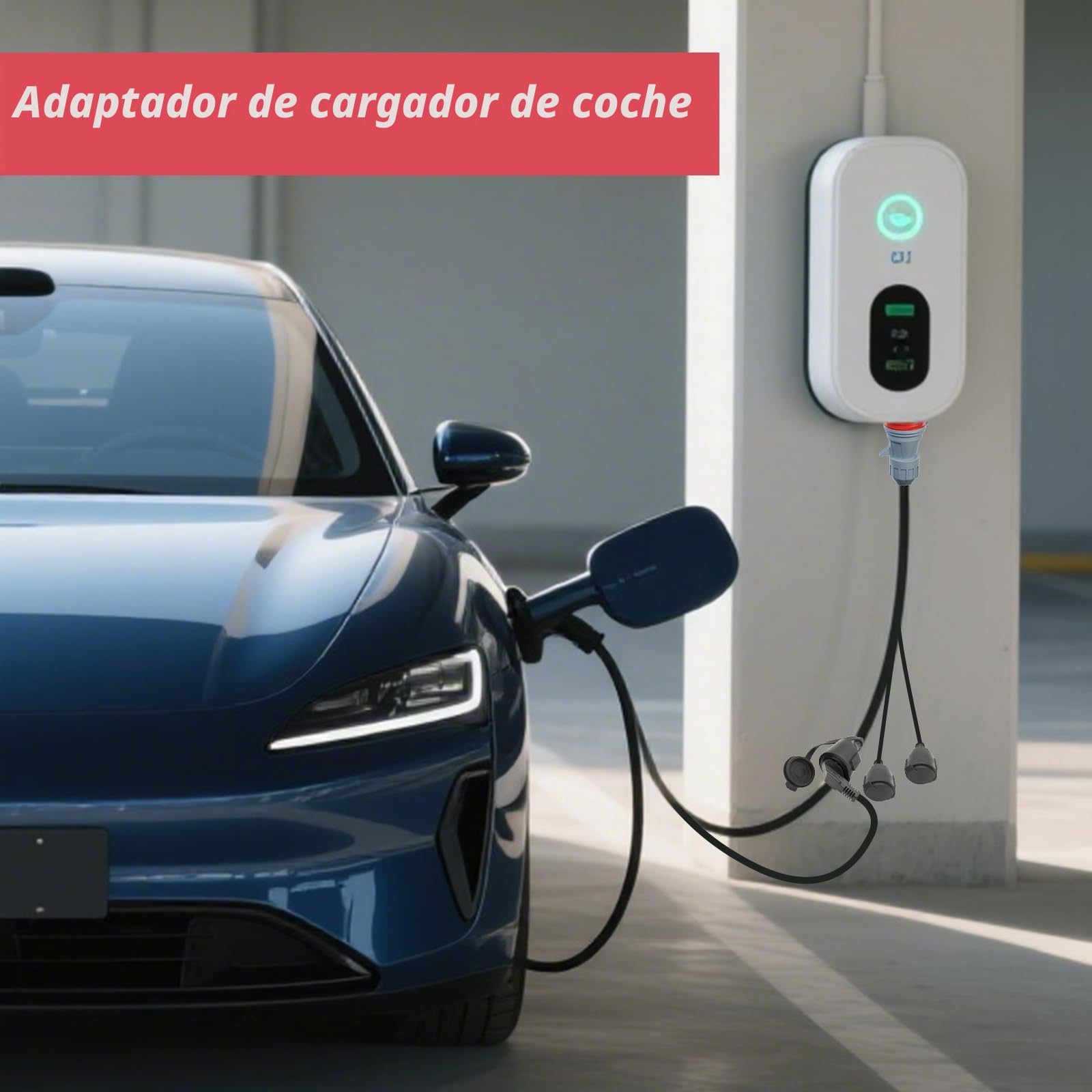 Adaptador CEE, Adaptador Enchufe 16a 400V schuko, 3 x 230 V acoplador, cable enchufe IP44 para camping, con tapa abatible y enchufe de protección de contacto, para conversión de Carga de caravanas