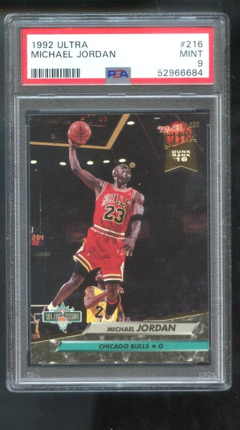 1992-93 Fleer Ultra #216 Michael Jordan PSA 9 Graded Basketball Card NBA Jam Session Dunk Rank 16 Chicago Bulls 1992-1993 92-93 MINT
