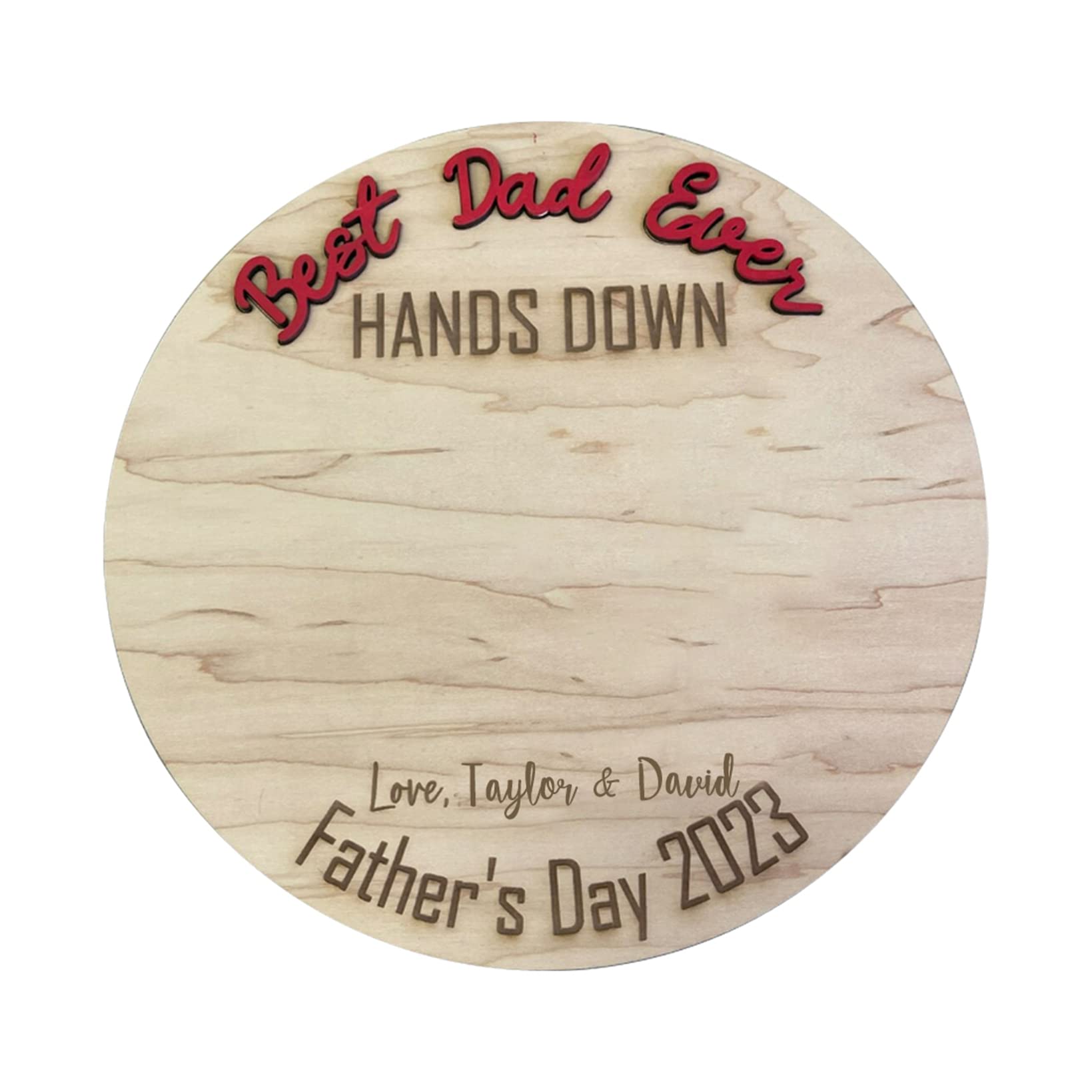 Targa in legno con scritta in inglese Best Dad Ever Hands Down