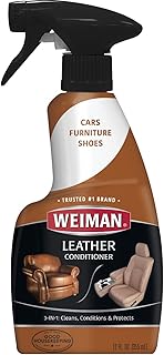 Weiman Leather Cleaner & Conditioner - 12 Fl Oz - Non Toxic Cleans Conditions and Restores Leather Surfaces - UV Protectants Help Prevent Cracking or Fading of Leather Couches Car Seats Shoes Purses
